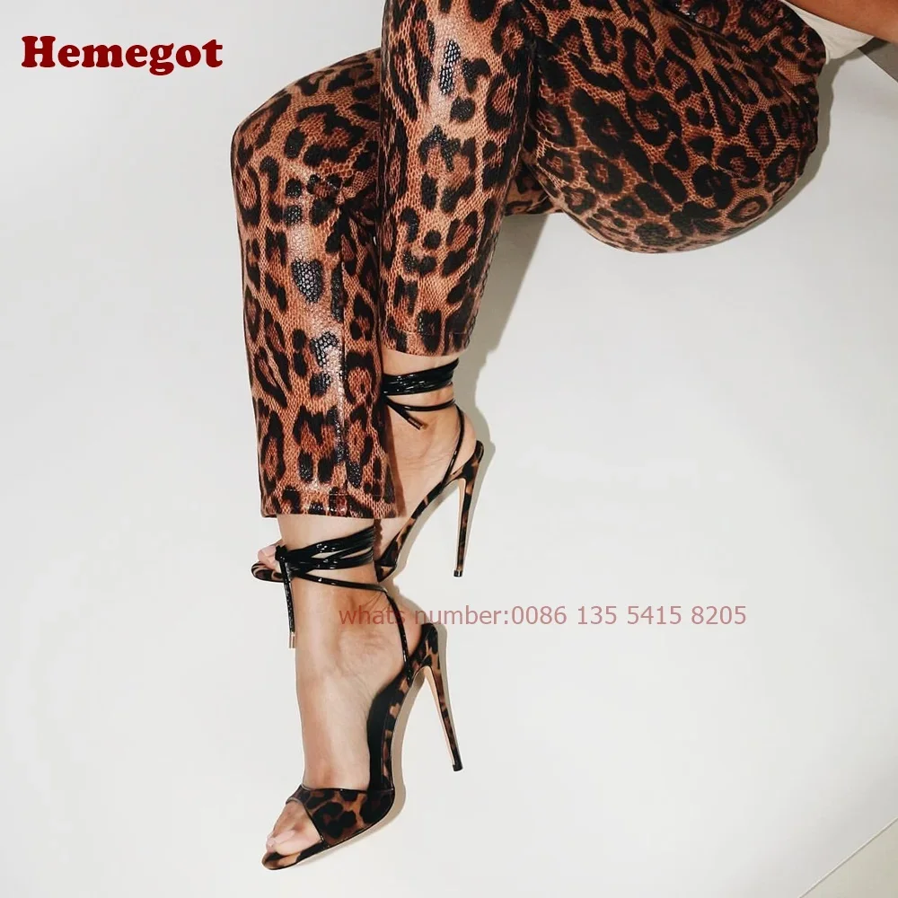 Leopard Lace Up Stiletto Sanda - đánh giá và giá Sandal Strappy Heeled