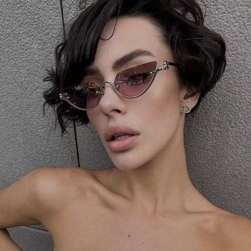Fashionable Metal Half Frame C - đánh giá và giá Sunglasses Cat Eye